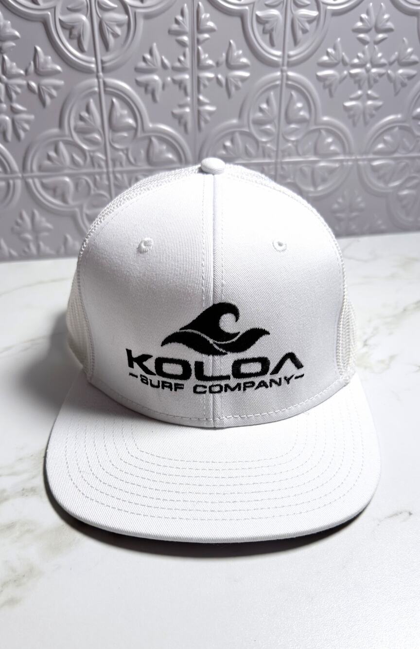 Koloa Surf Classic White Mesh Back Trucker Hat Snapback Adjustable